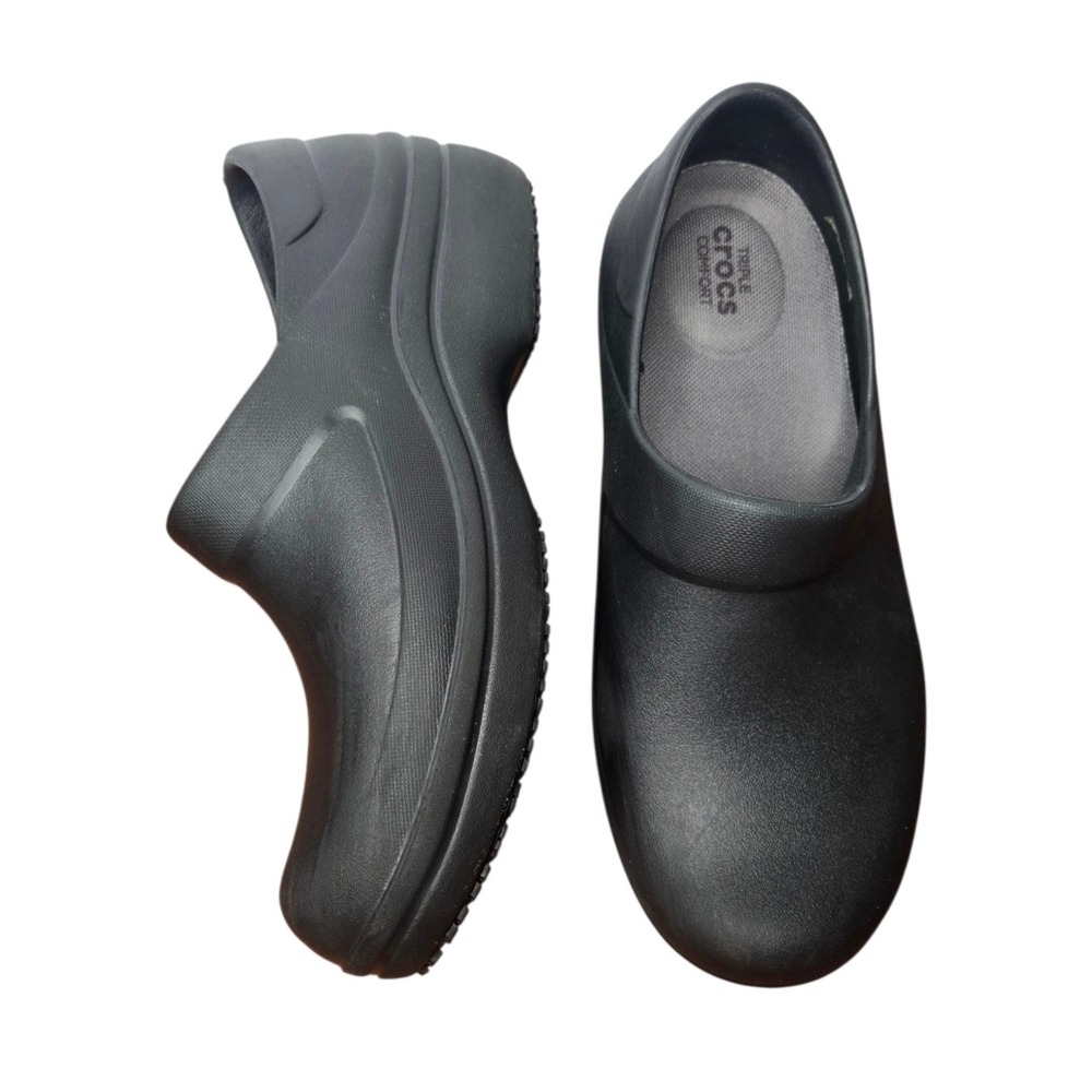 Crocs Neria Pro II Work Clog 8 Black Slip Resistant Nursing Shoes Comfort Wedge